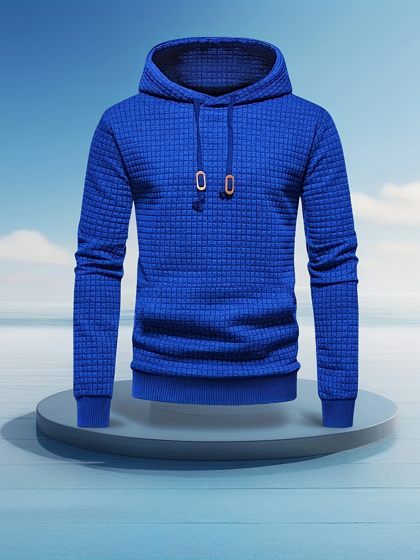 Men's Performance Hoodie - Moisture-Wicking, Lightweight, Black Textured Fabric with Copper Zipper Detail | Ideal for Outdoor Activities, Running & Casual Wear | Long Sleeve, Polyester Blend
