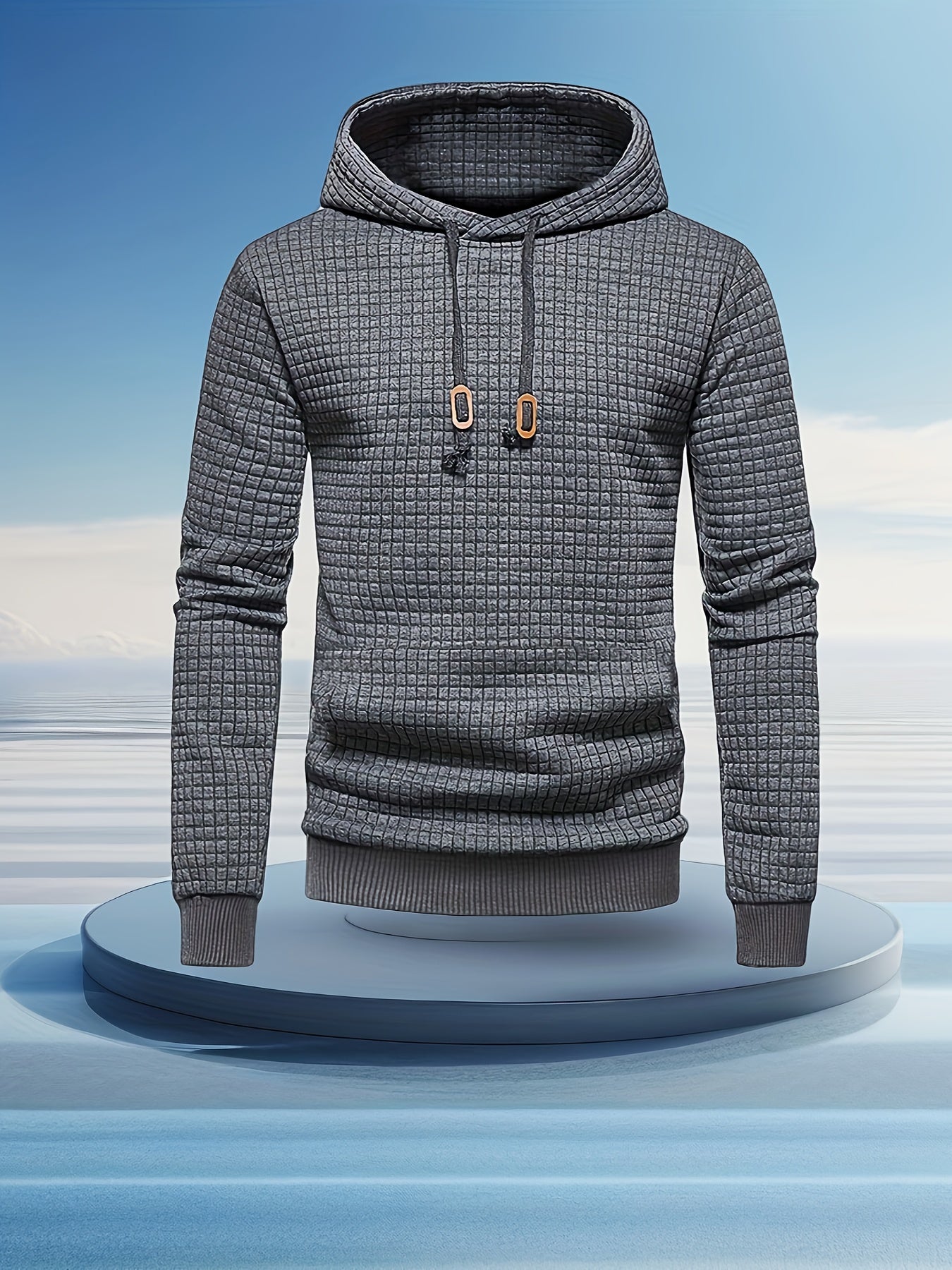 Men's Performance Hoodie - Moisture-Wicking, Lightweight, Black Textured Fabric with Copper Zipper Detail | Ideal for Outdoor Activities, Running & Casual Wear | Long Sleeve, Polyester Blend