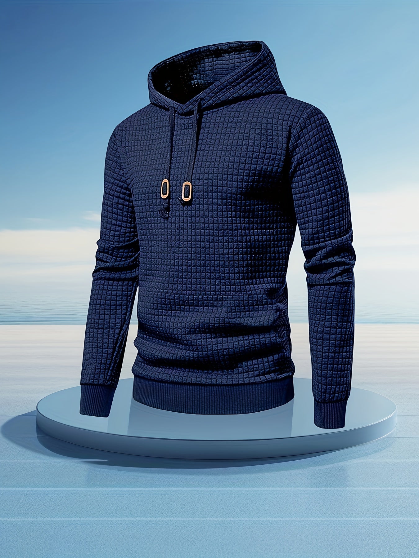 Men's Performance Hoodie - Moisture-Wicking, Lightweight, Black Textured Fabric with Copper Zipper Detail | Ideal for Outdoor Activities, Running & Casual Wear | Long Sleeve, Polyester Blend