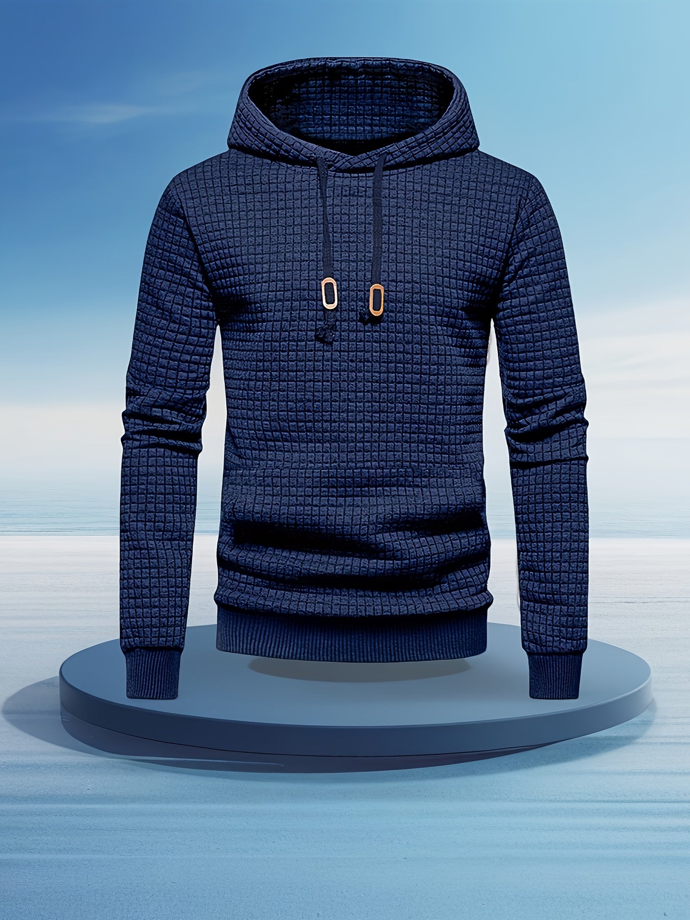 Men's Performance Hoodie - Moisture-Wicking, Lightweight, Black Textured Fabric with Copper Zipper Detail | Ideal for Outdoor Activities, Running & Casual Wear | Long Sleeve, Polyester Blend