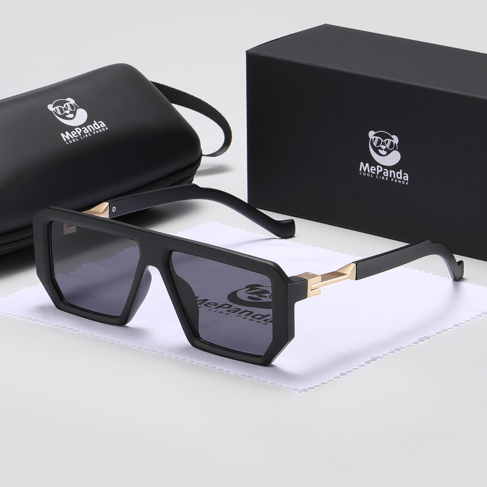 MePanda Unisex Square Frame Fashion Glasses - Lightweight Black & Golden Accents,, Includes Case & Microfiber Cloth for & Daily Casual Wear, Stylish Eyewear, Highquality Lenses, Trendy Eyewear, Everyday Use