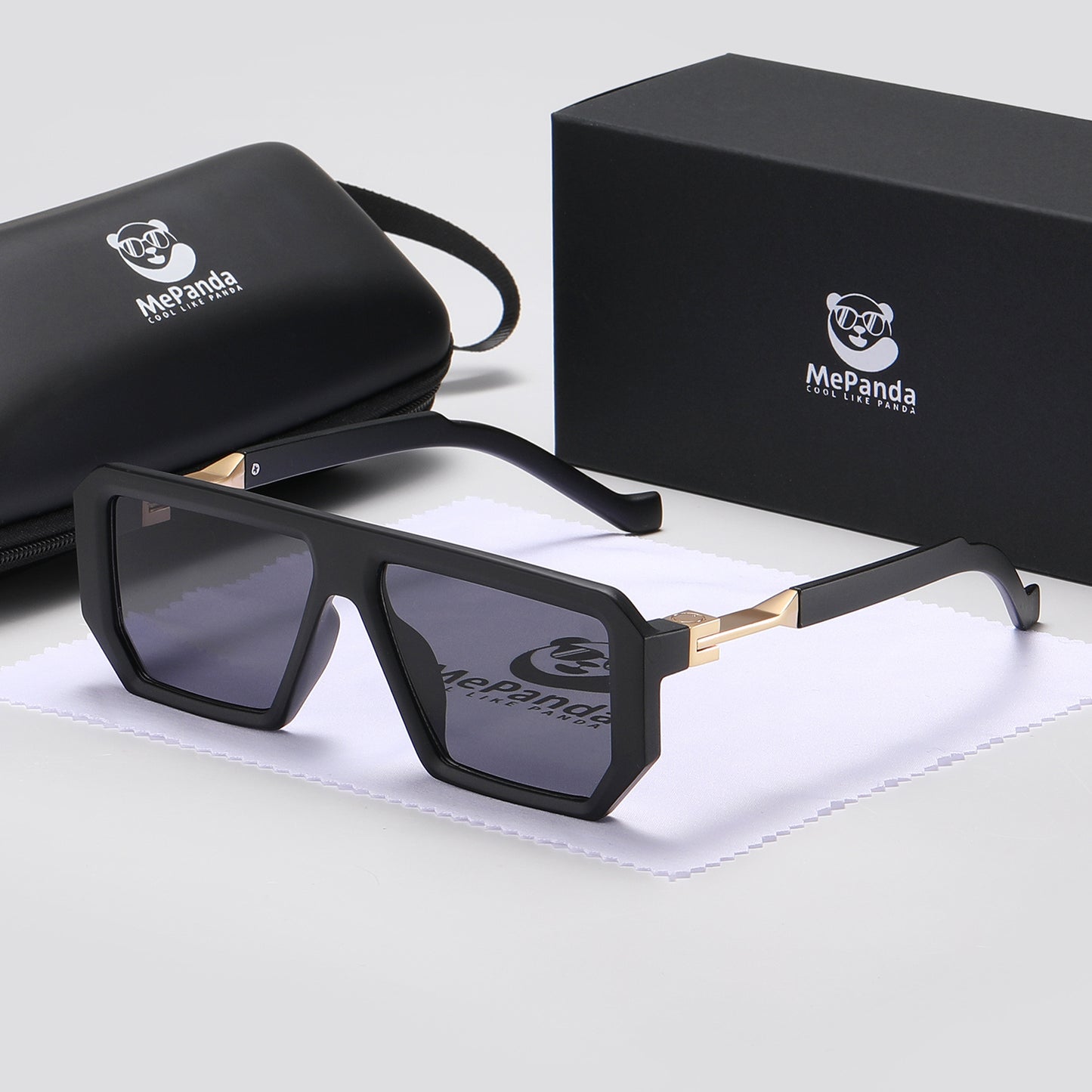 MePanda Unisex Square Frame Fashion Glasses - Lightweight Black & Golden Accents,, Includes Case & Microfiber Cloth for & Daily Casual Wear, Stylish Eyewear, Highquality Lenses, Trendy Eyewear, Everyday Use