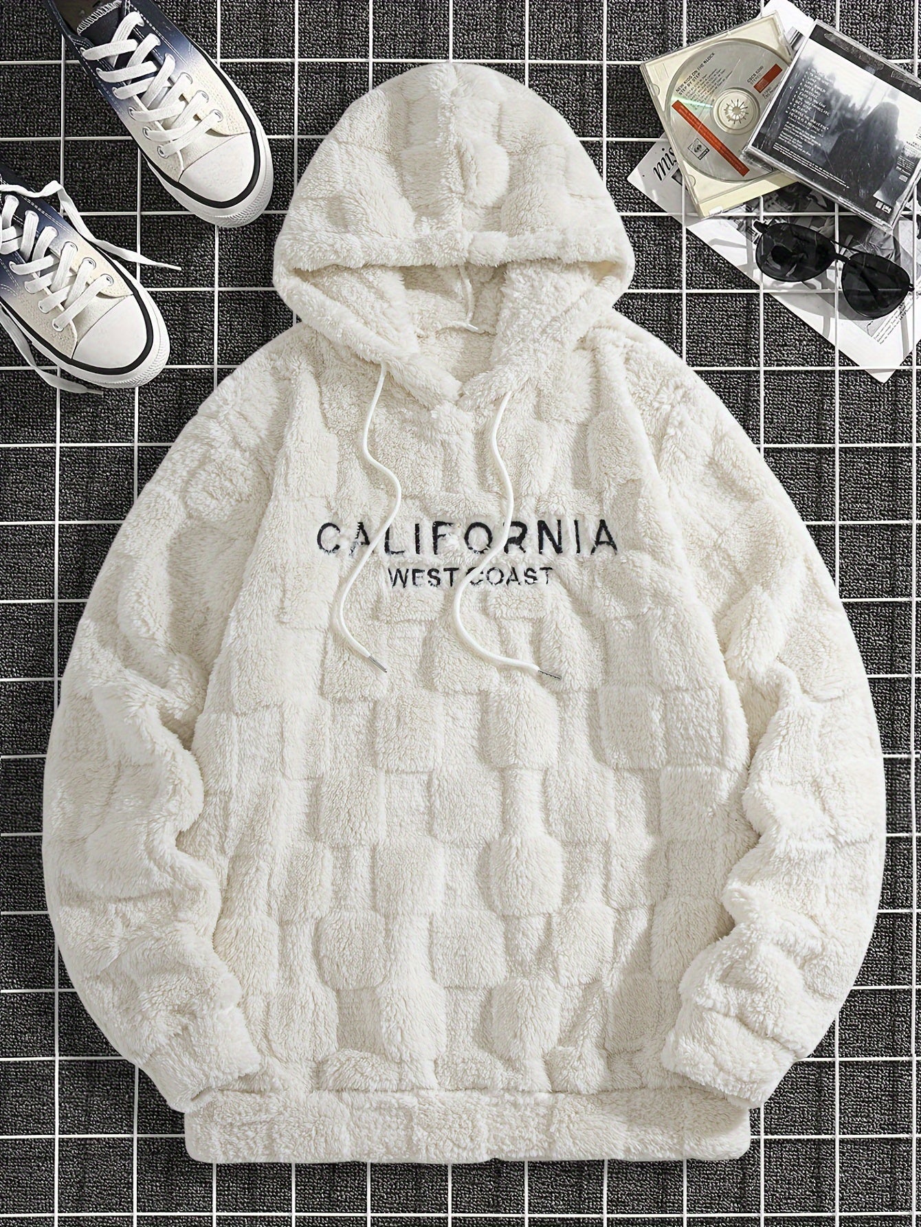 Men's California Westcoast Embroidered Hoodie - Thick, Cozy, Fleece Lined, Dual-Sided Plush for Autumn & Winter, Casual Long Sleeve Pullover