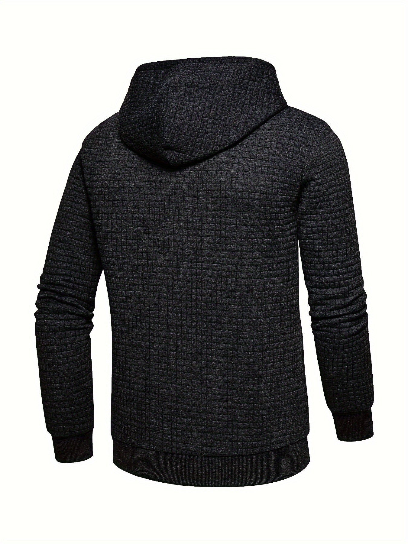 Men's Performance Hoodie - Moisture-Wicking, Lightweight, Black Textured Fabric with Copper Zipper Detail | Ideal for Outdoor Activities, Running & Casual Wear | Long Sleeve, Polyester Blend