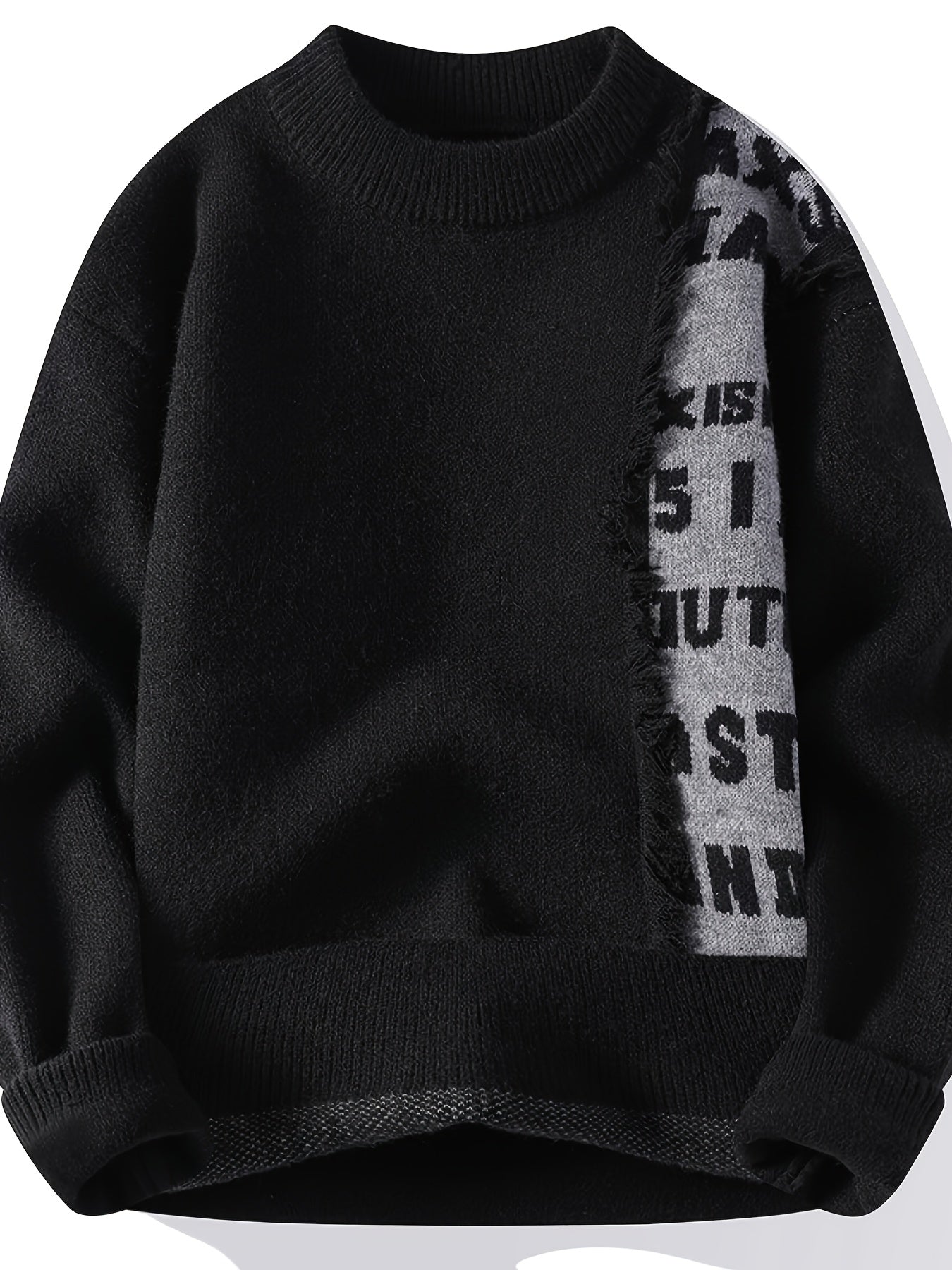 Men's Korean Style Round Neck Sweater, Youthful Fashion Patchwork Cable Knit Thickened Warm Pullover, Autumn and Winter New Color Block Casual Base Layer Shirt 711