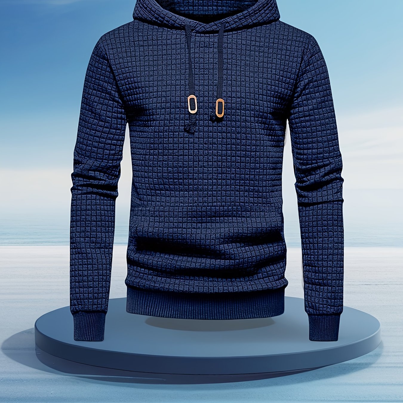 Men's Performance Hoodie - Moisture-Wicking, Lightweight, Black Textured Fabric with Copper Zipper Detail | Ideal for Outdoor Activities, Running & Casual Wear | Long Sleeve, Polyester Blend