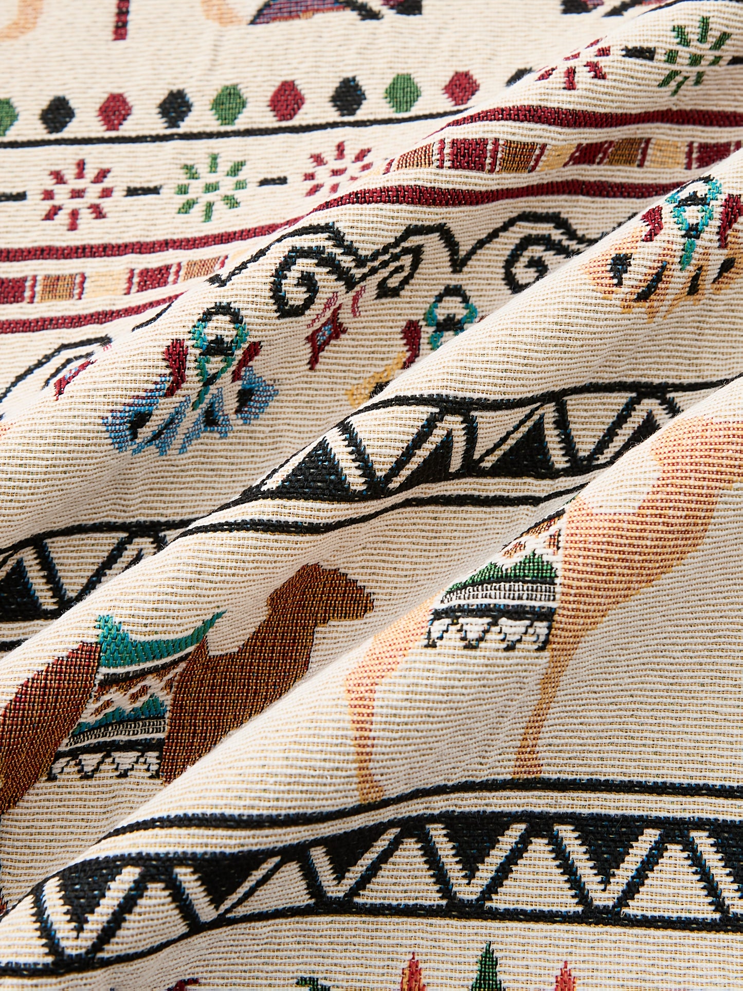 Men'S Stylish Egyptian Pharaoh Cat Embroidered Long Sleeve Shirt - Slim Fit, Beige with Colorful Geometric Patterns, Casual Button-Up for All Seasons, Perfect Gift Idea, Cat Shirt