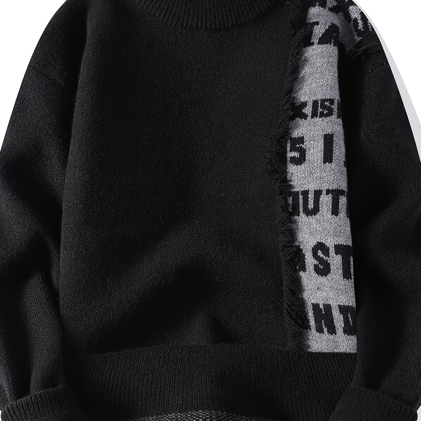 Men's Korean Style Round Neck Sweater, Youthful Fashion Patchwork Cable Knit Thickened Warm Pullover, Autumn and Winter New Color Block Casual Base Layer Shirt 711