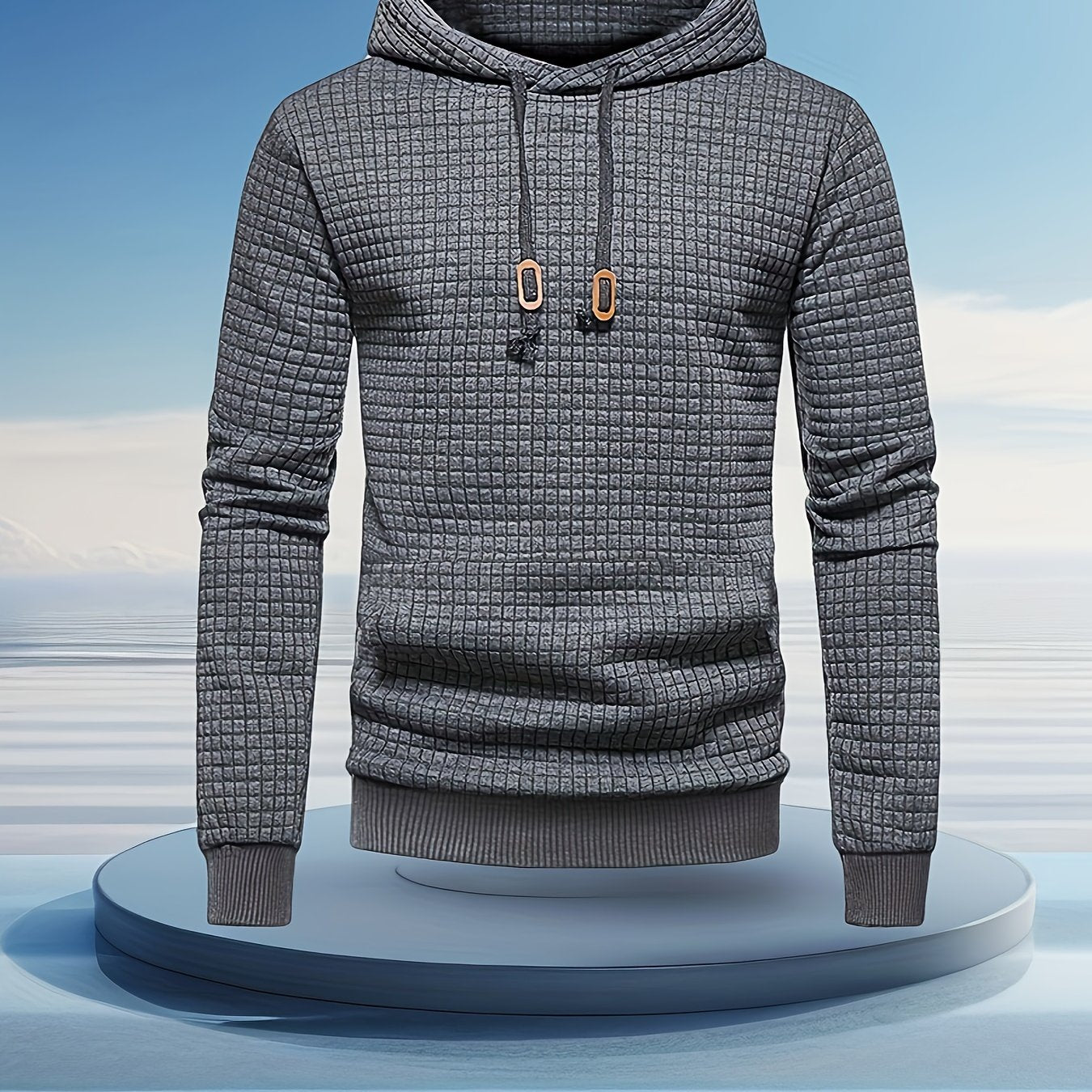 Men's Performance Hoodie - Moisture-Wicking, Lightweight, Black Textured Fabric with Copper Zipper Detail | Ideal for Outdoor Activities, Running & Casual Wear | Long Sleeve, Polyester Blend