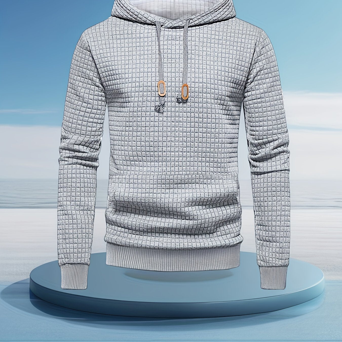 Men's Performance Hoodie - Moisture-Wicking, Lightweight, Black Textured Fabric with Copper Zipper Detail | Ideal for Outdoor Activities, Running & Casual Wear | Long Sleeve, Polyester Blend