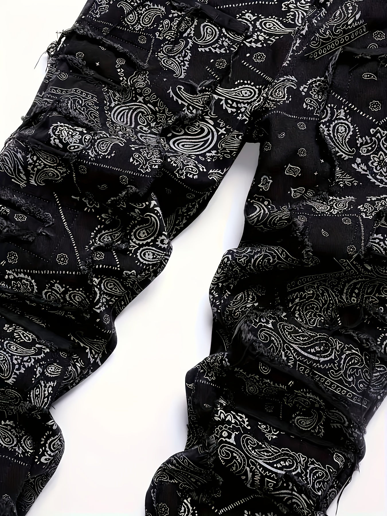Men'S Streetwear Graphic Print Jeans - Slim Fit, Straight Leg, Zipper Fly, All-Season Casual Pants with Unique Skull & Floral Design, Streetwear Jeans | Trendy Streetwear | Durable Fabric