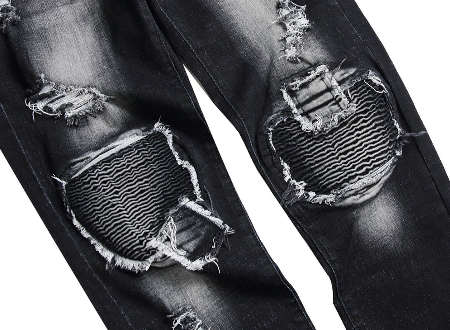Mens Hole Slim Straight Biker Jeans,Fashion Casual Jeans,Suitable for All Seasons 1091B