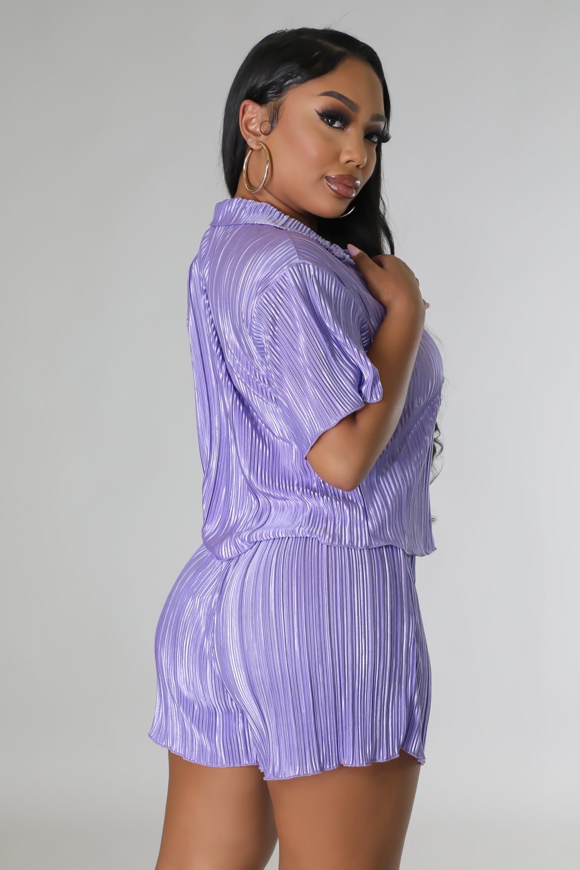 CM.YAYA Street Vintage Pleated Women's Set Short Sleeve Shirt Blouse and Shorts Suit 2023 INS Two 2 Piece Set Outfit Tracksuit