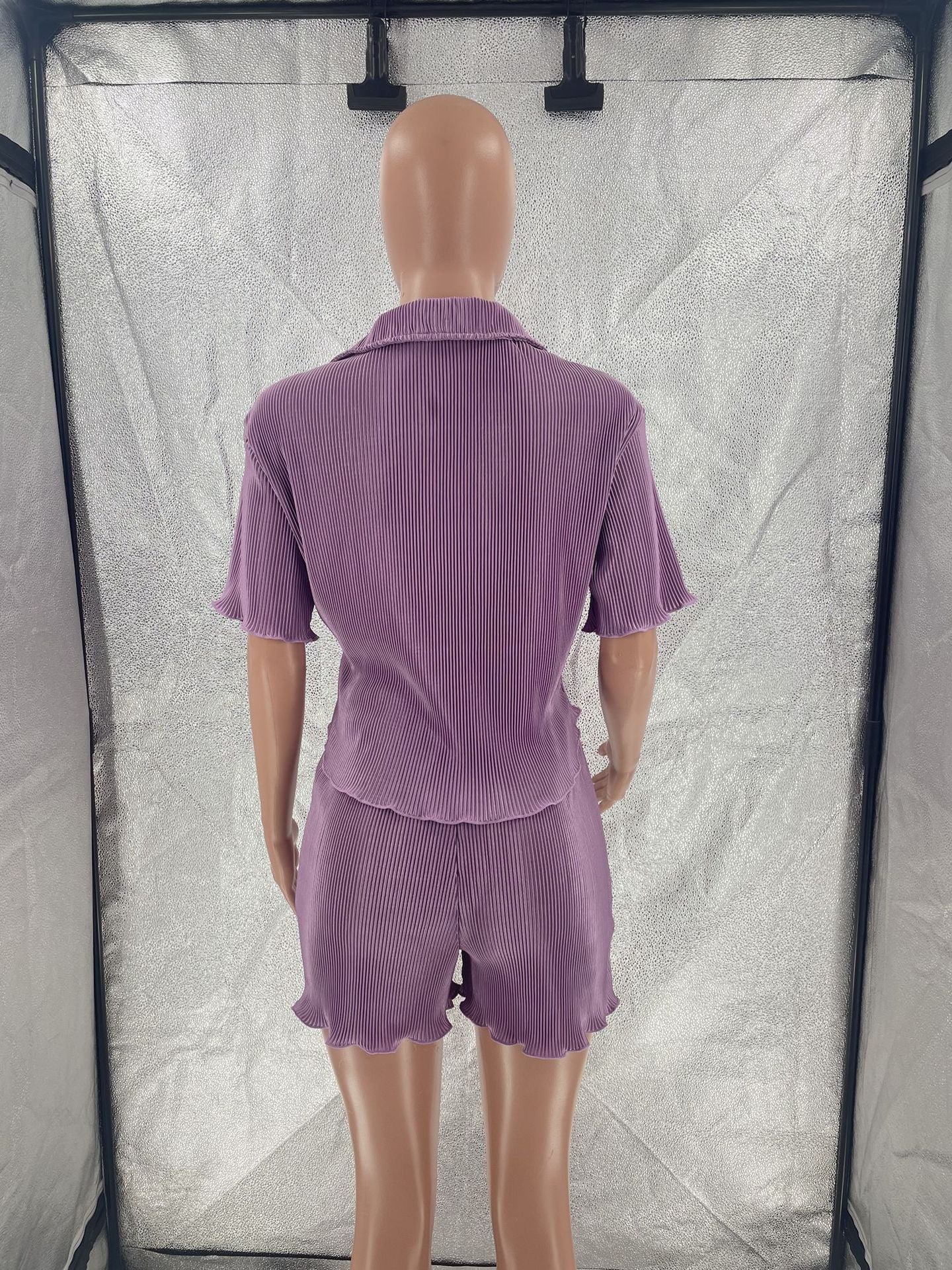 CM.YAYA Street Vintage Pleated Women's Set Short Sleeve Shirt Blouse and Shorts Suit 2023 INS Two 2 Piece Set Outfit Tracksuit