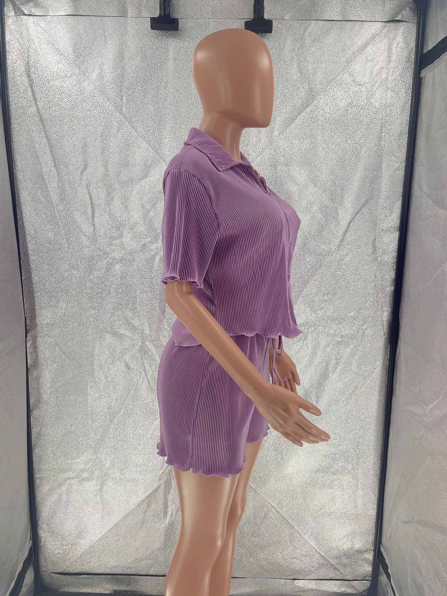 CM.YAYA Street Vintage Pleated Women's Set Short Sleeve Shirt Blouse and Shorts Suit 2023 INS Two 2 Piece Set Outfit Tracksuit