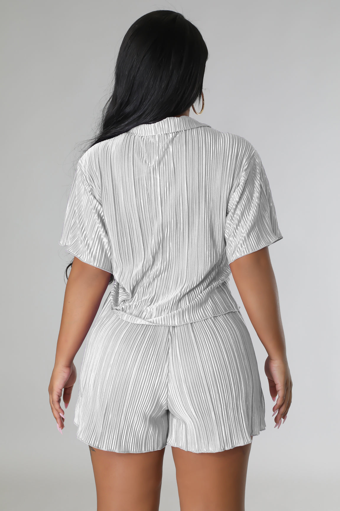 CM.YAYA Street Vintage Pleated Women's Set Short Sleeve Shirt Blouse and Shorts Suit 2023 INS Two 2 Piece Set Outfit Tracksuit