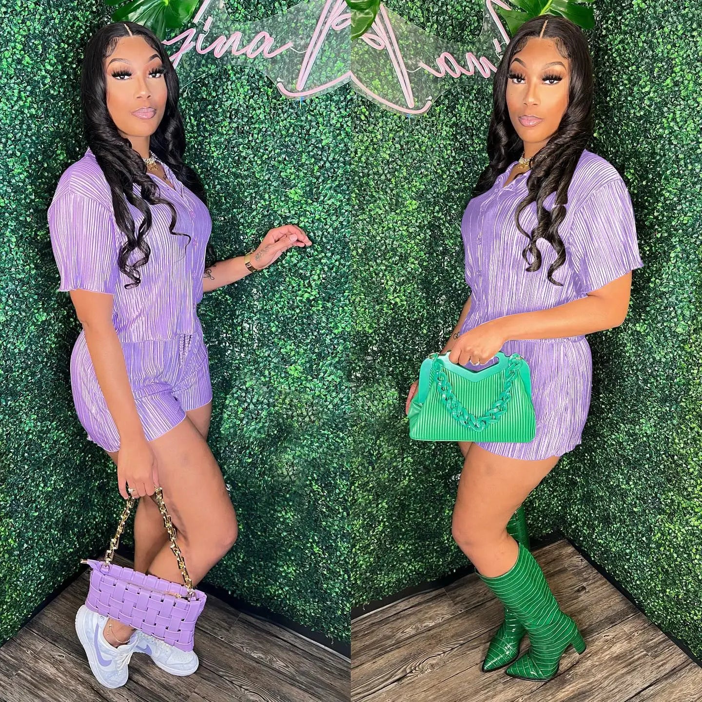CM.YAYA Street Vintage Pleated Women's Set Short Sleeve Shirt Blouse and Shorts Suit 2023 INS Two 2 Piece Set Outfit Tracksuit