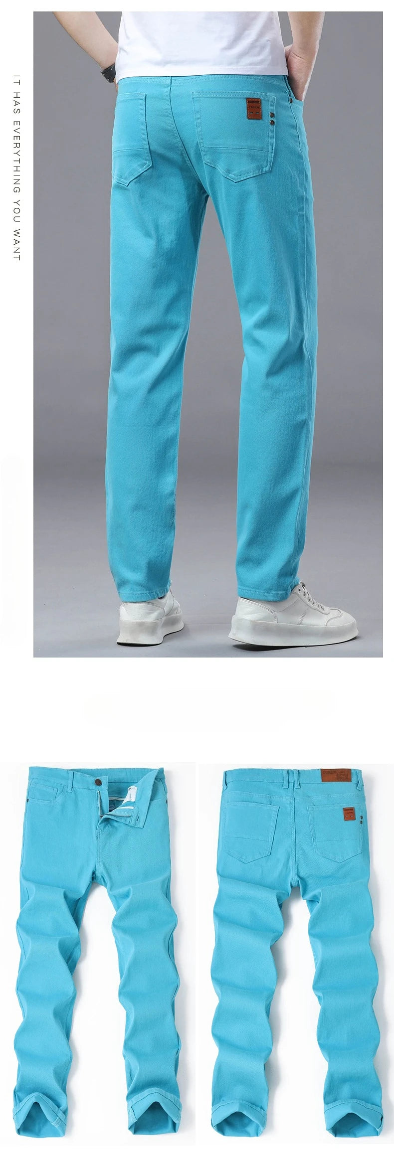 Business Stretch Solid Color Jeans Men Casual Straight Comfortable Fashion Classic Simple Brand Male Denim Pants