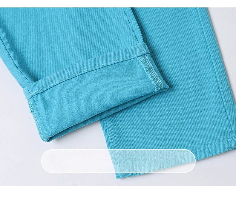 Business Stretch Solid Color Jeans Men Casual Straight Comfortable Fashion Classic Simple Brand Male Denim Pants