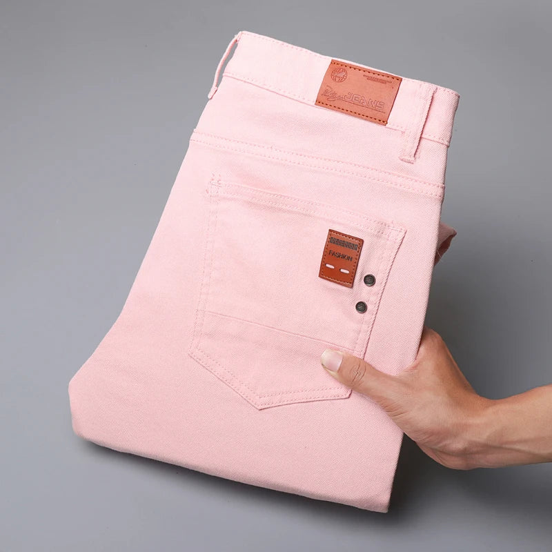 Business Stretch Solid Color Jeans Men Casual Straight Comfortable Fashion Classic Simple Brand Male Denim Pants