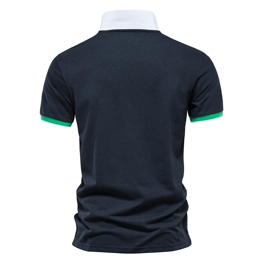 Men's Polo Shirt T-shirt Summer Lapel Breathable Sports Splicing Pocket Men's Polo Short Sleeve