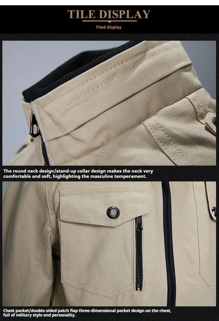 Men's Youth Spring and Autumn Casual Bomber Jacket Sports Windproof Jacket Outdoor Stand Up Collar Regular Jacket