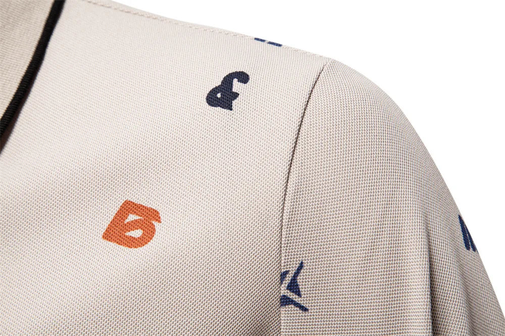 Summer New Men's POLO Shirt Letter Full Body Print Lapel Short-sleeved Polo Shirt Men's