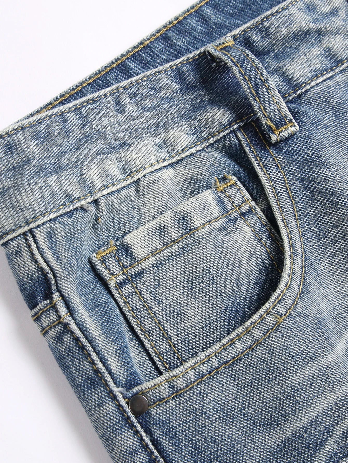 Mid Waist Pants Men's Clothing Straight Vintage Washed Distressed Blue Ripped Jeans with Cross Star Design Spring Y2K Clothes