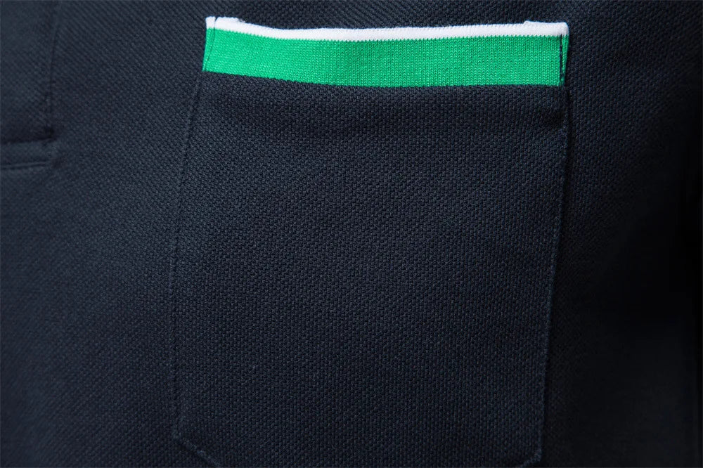 Men's Polo Shirt T-shirt Summer Lapel Breathable Sports Splicing Pocket Men's Polo Short Sleeve