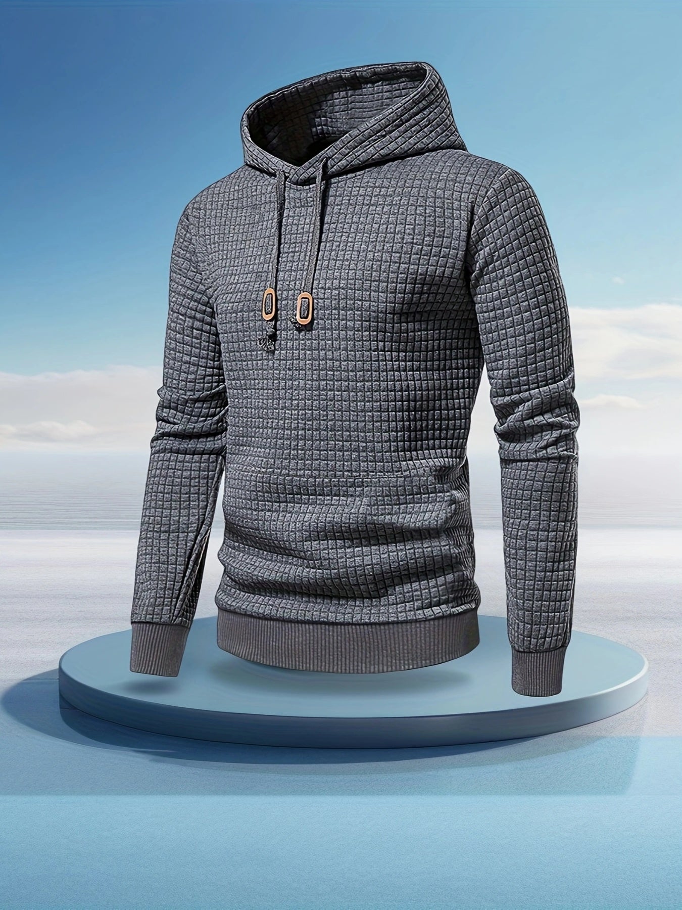 Men's Performance Hoodie - Moisture-Wicking, Lightweight, Black Textured Fabric with Copper Zipper Detail | Ideal for Outdoor Activities, Running & Casual Wear | Long Sleeve, Polyester Blend