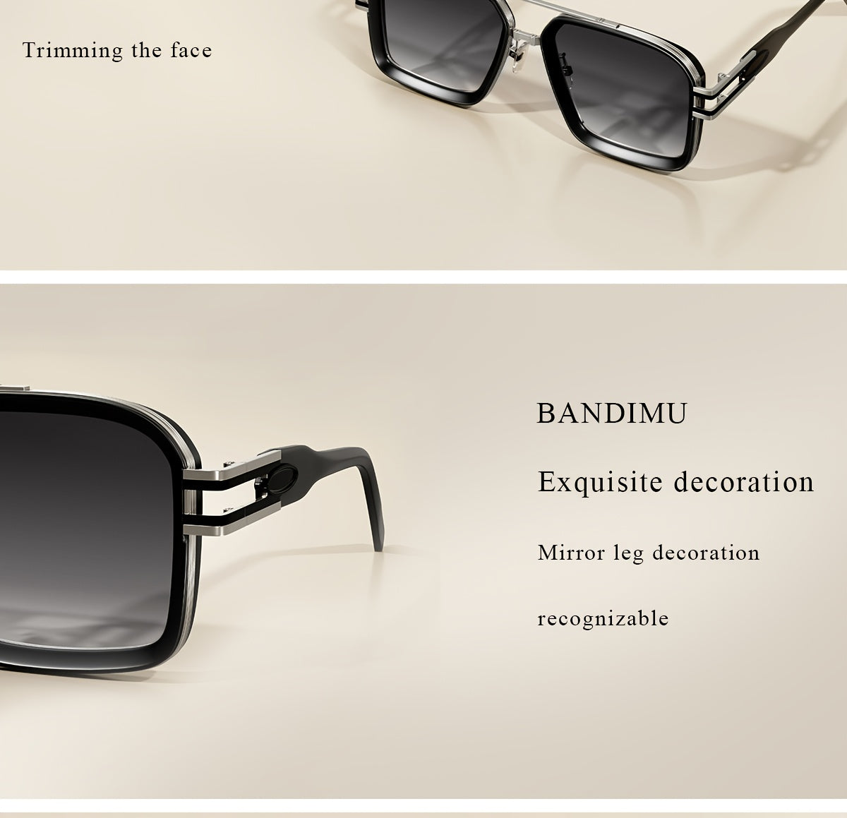 Bandimu Trend Modern Fashion Metal INS Wind Europe And The United States Fashion Casual Glasses Summer Sunscreen Casual Texture Versatile Fashion Street Shooting Glasses for Men And Women, with Eyeglasses Case, Glasses Cloth
