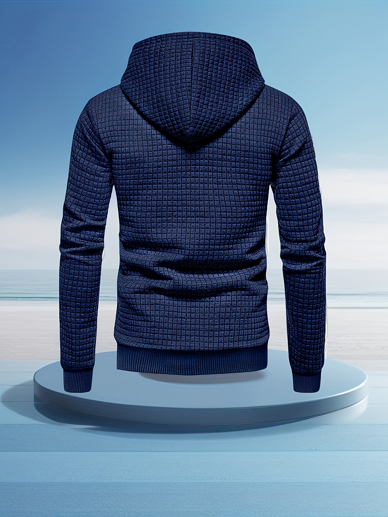 Men's Performance Hoodie - Moisture-Wicking, Lightweight, Black Textured Fabric with Copper Zipper Detail | Ideal for Outdoor Activities, Running & Casual Wear | Long Sleeve, Polyester Blend