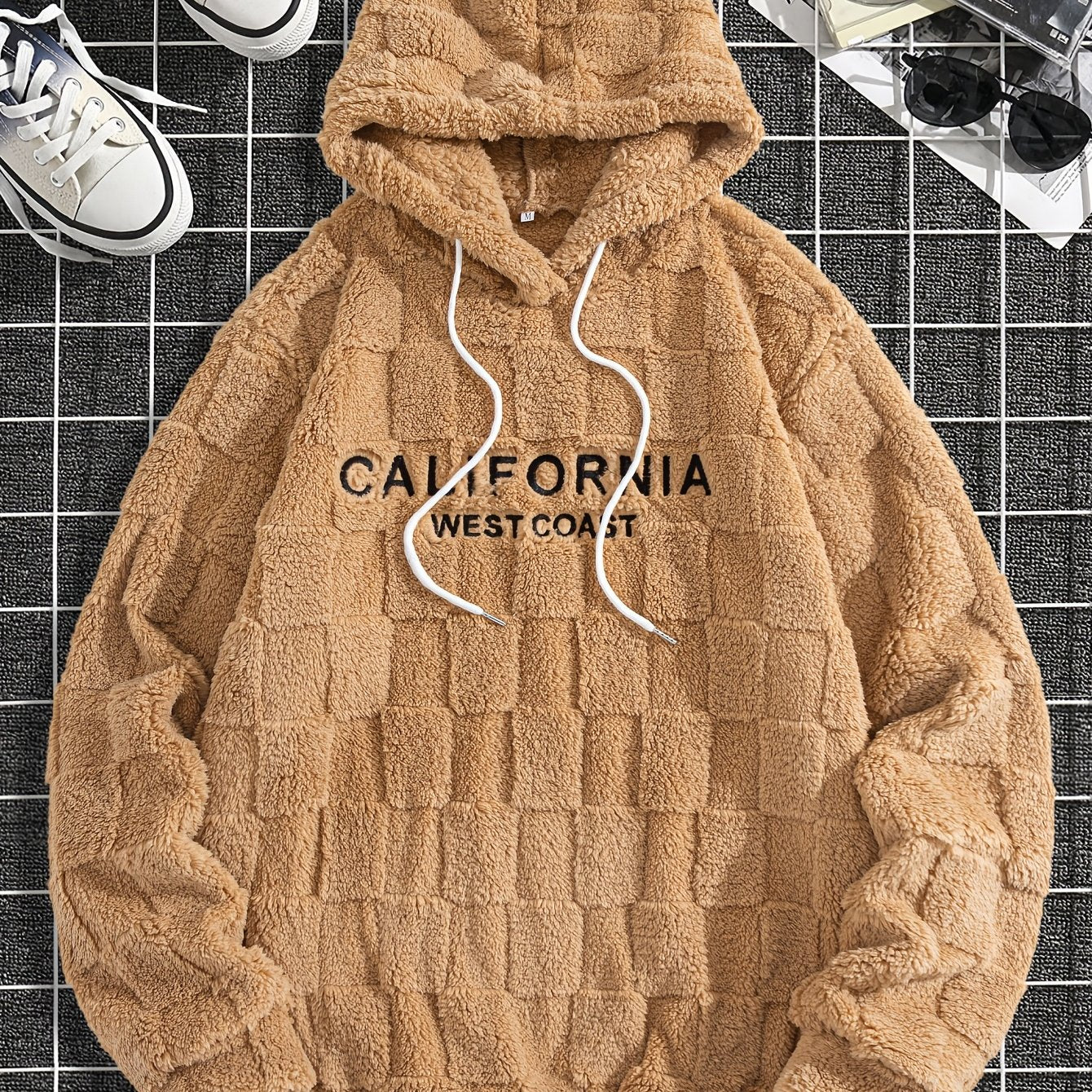 Men's California Westcoast Embroidered Hoodie - Thick, Cozy, Fleece Lined, Dual-Sided Plush for Autumn & Winter, Casual Long Sleeve Pullover