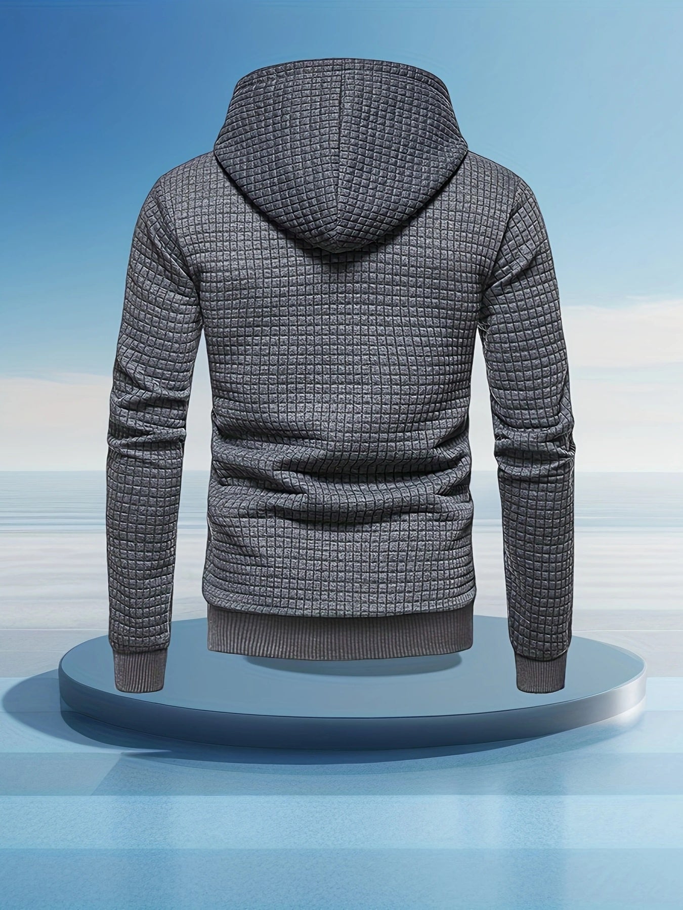 Men's Performance Hoodie - Moisture-Wicking, Lightweight, Black Textured Fabric with Copper Zipper Detail | Ideal for Outdoor Activities, Running & Casual Wear | Long Sleeve, Polyester Blend