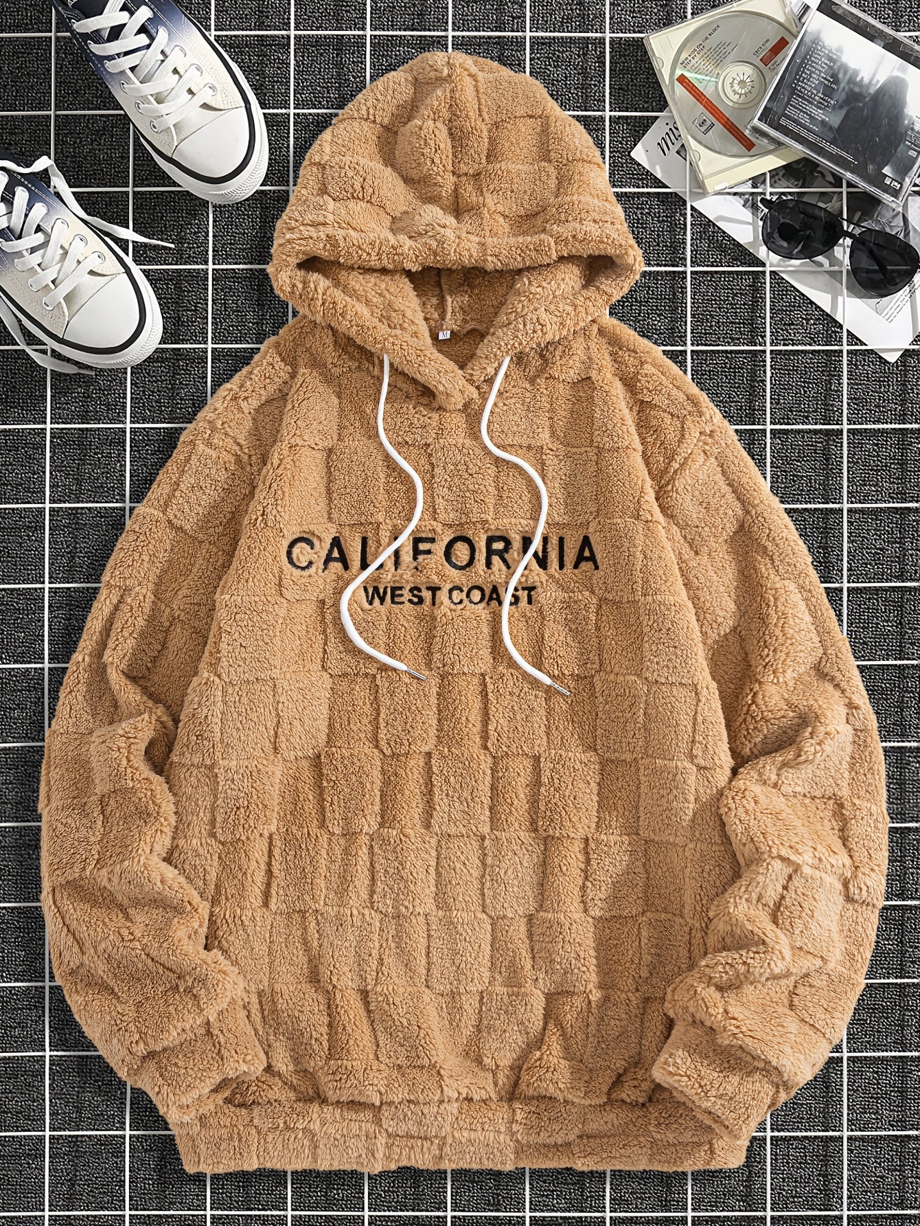 Men's California Westcoast Embroidered Hoodie - Thick, Cozy, Fleece Lined, Dual-Sided Plush for Autumn & Winter, Casual Long Sleeve Pullover
