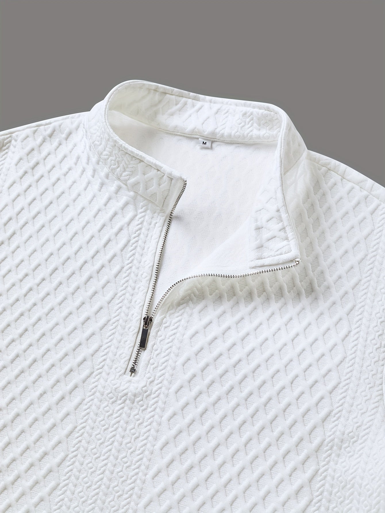 Men's White Full-Zip Henley Collar Long Sleeve Sweater Jacket - Solid Color Winter Warmth, Zippered Front Closure, Machine Washable Casual & Formal Outerwear for Fall/Winter, Versatile Everyday & Special Occasion Coat