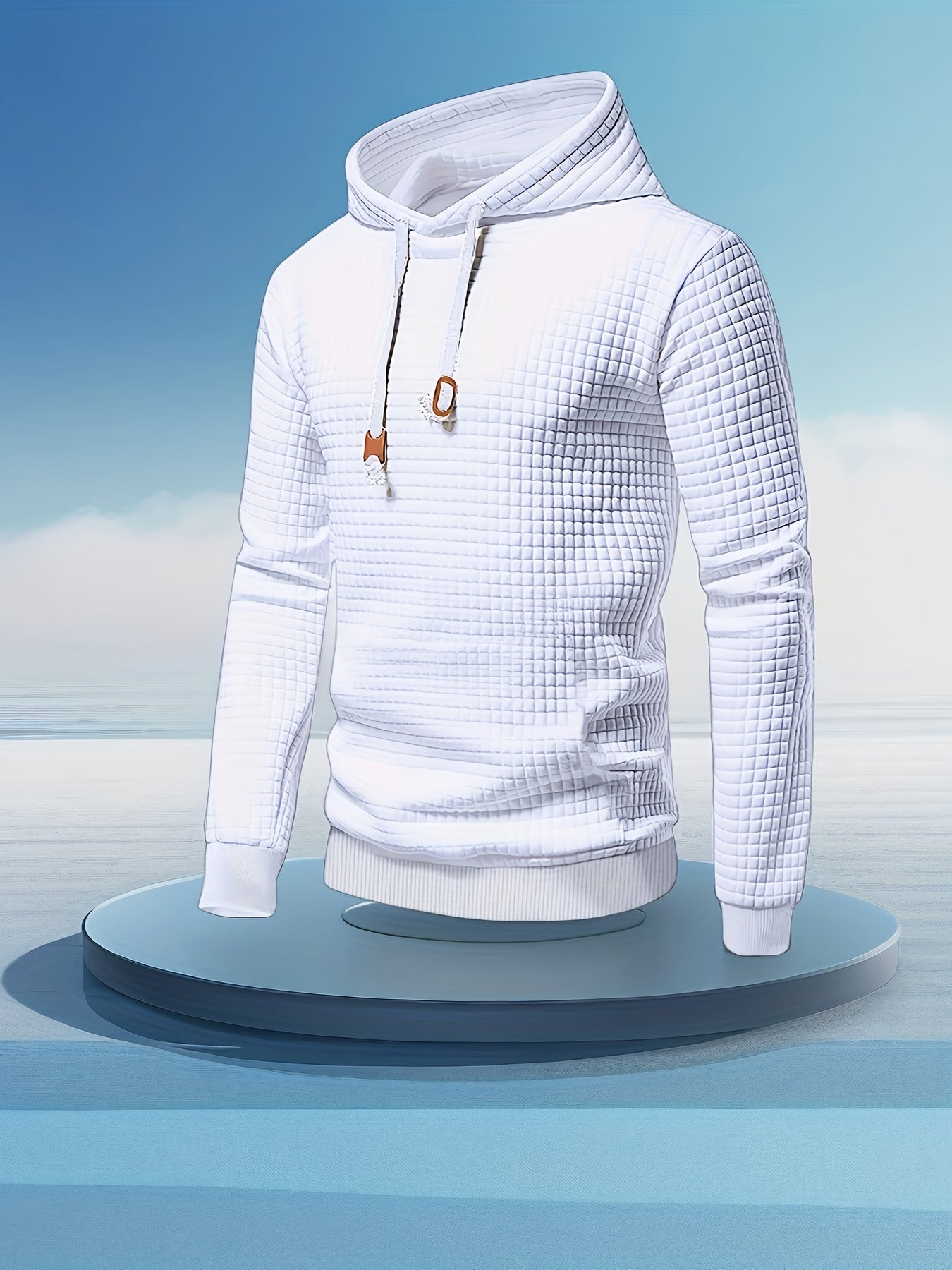 Men's Performance Hoodie - Moisture-Wicking, Lightweight, Black Textured Fabric with Copper Zipper Detail | Ideal for Outdoor Activities, Running & Casual Wear | Long Sleeve, Polyester Blend