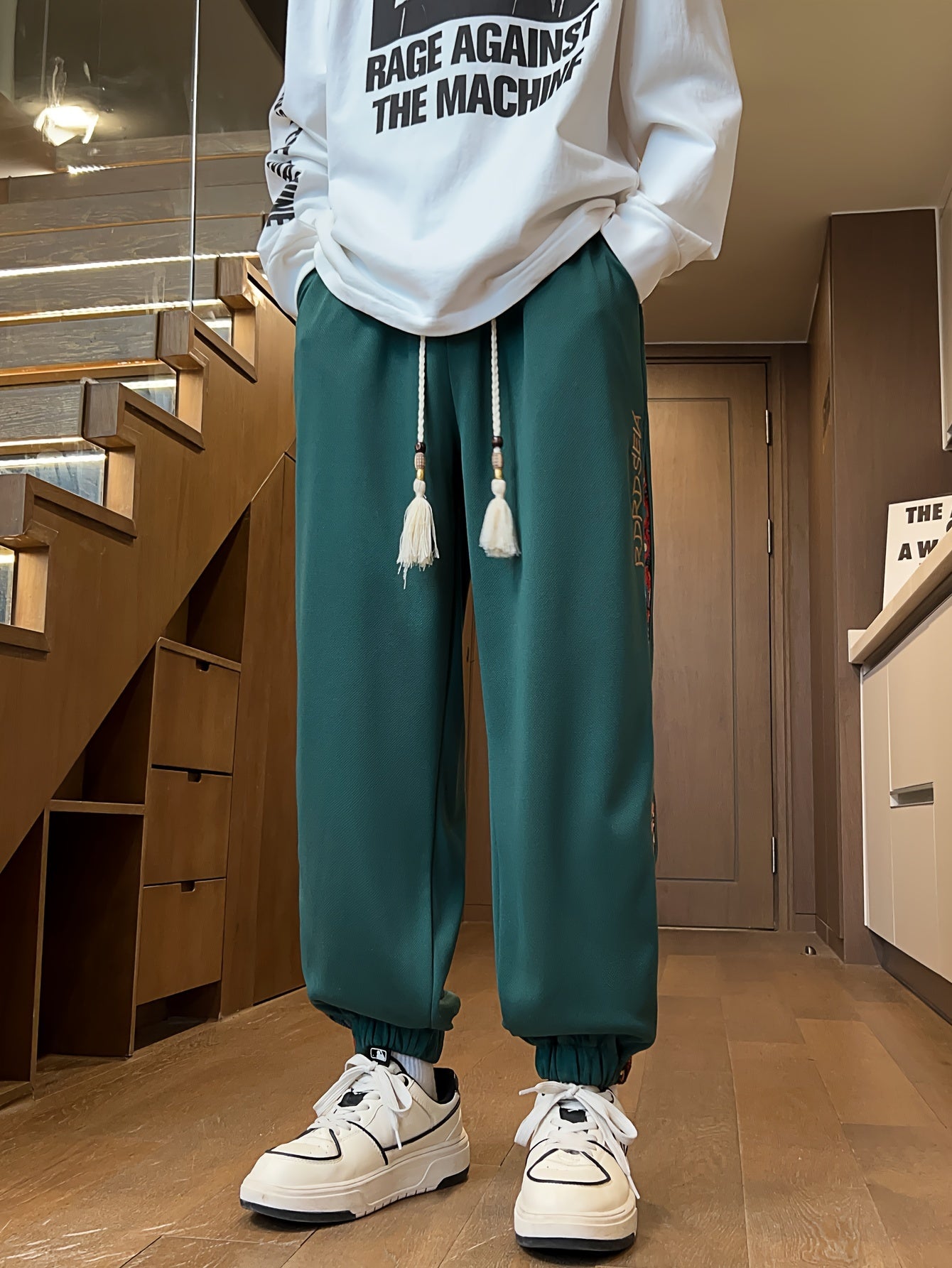 OBM Men's Ethnic Jogger Pants - Lightweight Polyester-Spandex Blend, Elastic Drawstring Waist, Regular Fit Casual Trousers for Spring/Fall, Outdoor & Evening Wear, Gift for Men & Teens, Leisure Joggers | Ethnic Pattern Pants