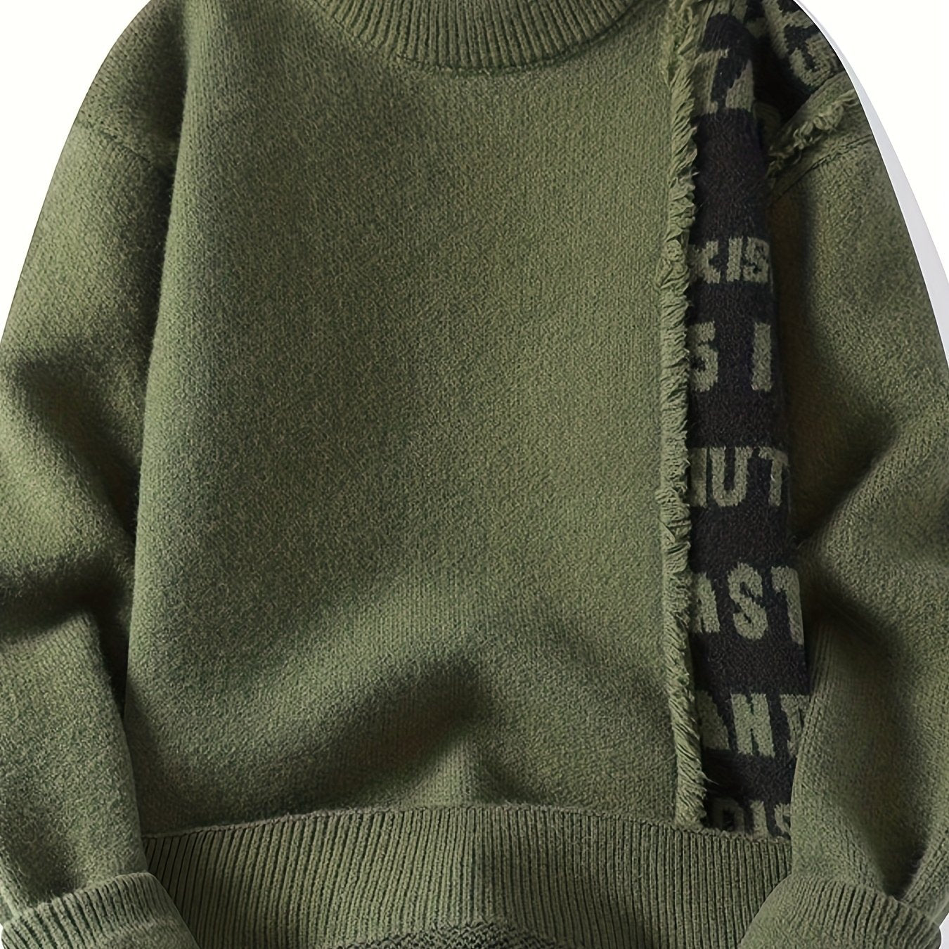 Men's Korean Style Round Neck Sweater, Youthful Fashion Patchwork Cable Knit Thickened Warm Pullover, Autumn and Winter New Color Block Casual Base Layer Shirt 711