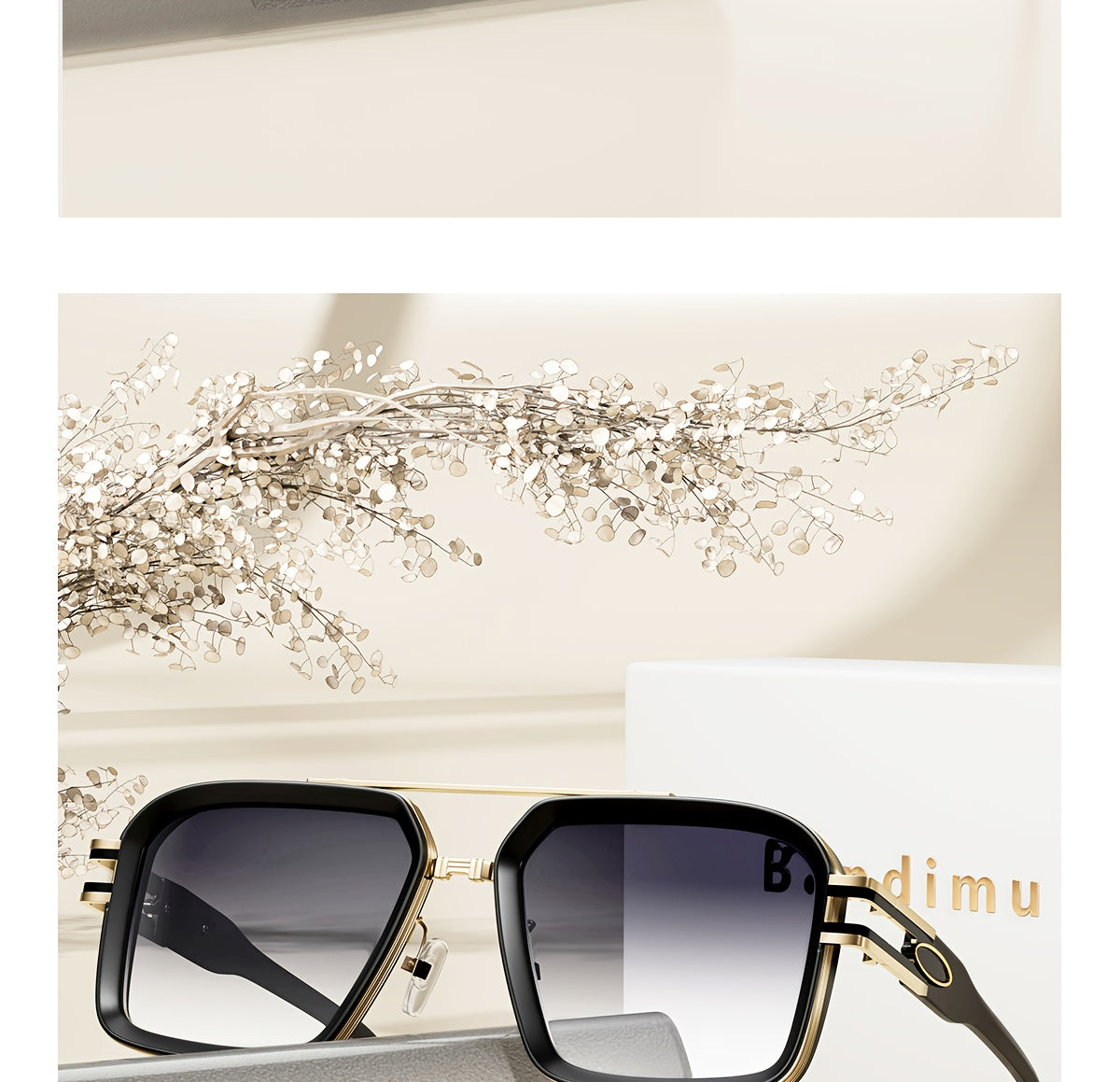 Bandimu Trend Modern Fashion Metal INS Wind Europe And The United States Fashion Casual Glasses Summer Sunscreen Casual Texture Versatile Fashion Street Shooting Glasses for Men And Women, with Eyeglasses Case, Glasses Cloth