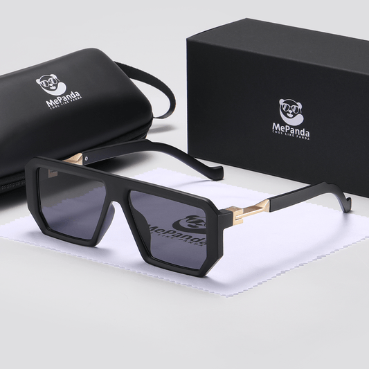 MePanda Unisex Square Frame Fashion Glasses - Lightweight Black & Golden Accents,, Includes Case & Microfiber Cloth for & Daily Casual Wear, Stylish Eyewear, Highquality Lenses, Trendy Eyewear, Everyday Use