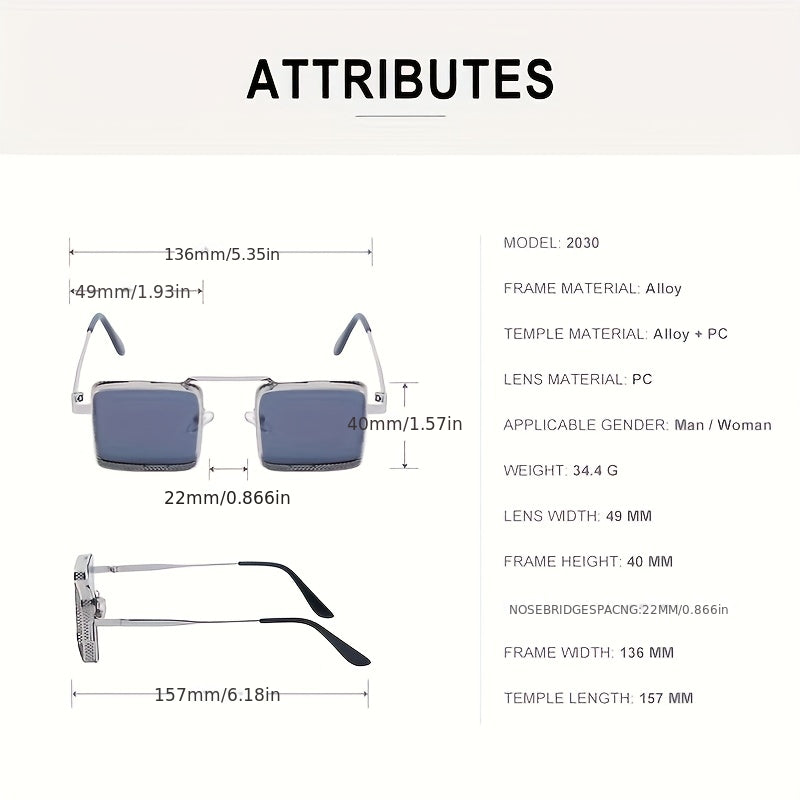 Steampunk Metal Hollow Men Square Frame Women Shades - Stylish