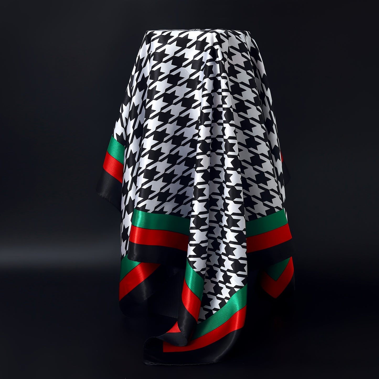 Luxury Houndstooth Satin Scarf