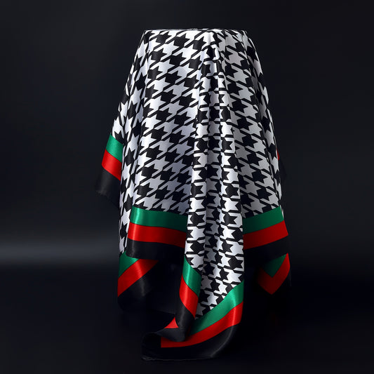 Luxury Houndstooth Satin Scarf