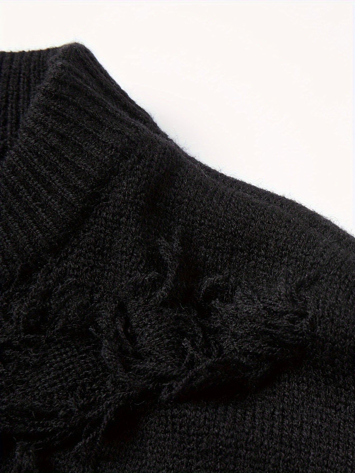 Temujin OBM Men's Distressed Knit Sweater - Casual Chic Pullover with Asymmetrical Frayed Hem, Drop Shoulder Sleeves & Round Neck, Machine Washable Solid Color Long Sleeve Shirt for Autumn/Winter, Versatile for Casual & Party