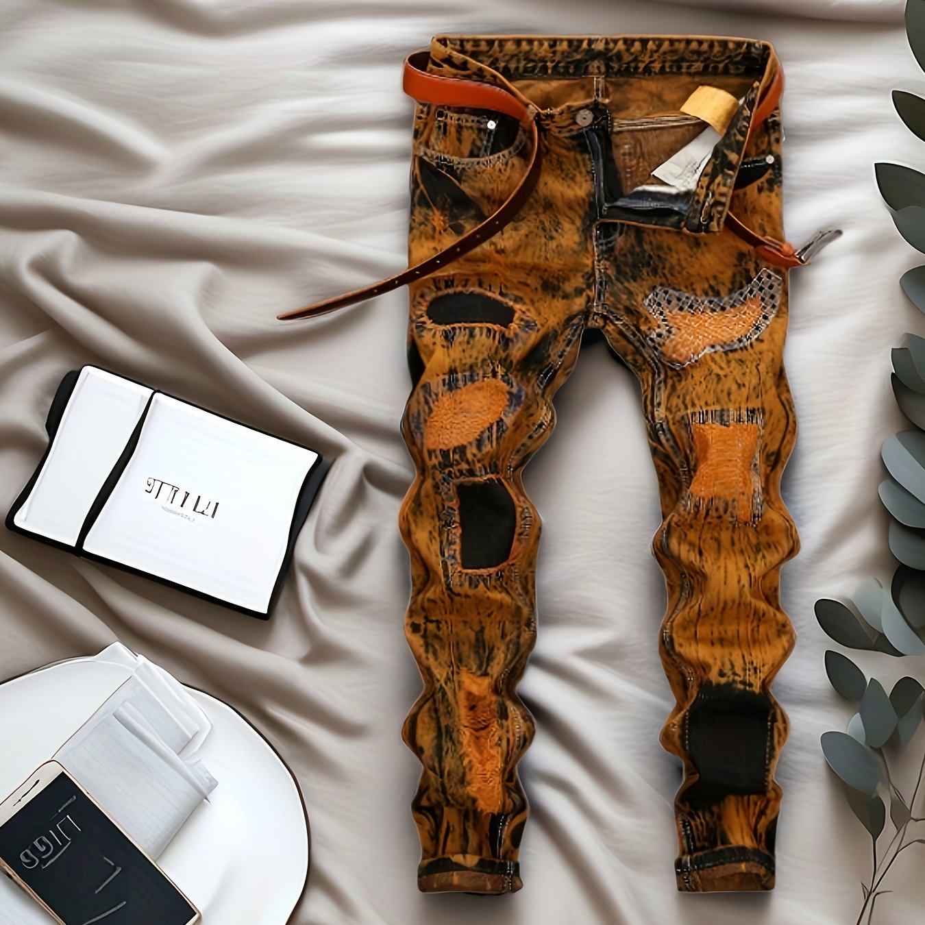 Fashion Retro Tide Pants Europe And The United States Foreign Trade Jeans Men Make Old Straight Jeans With Holes.