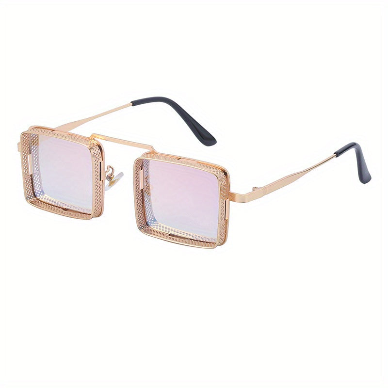Steampunk Metal Hollow Men Square Frame Women Shades - Stylish