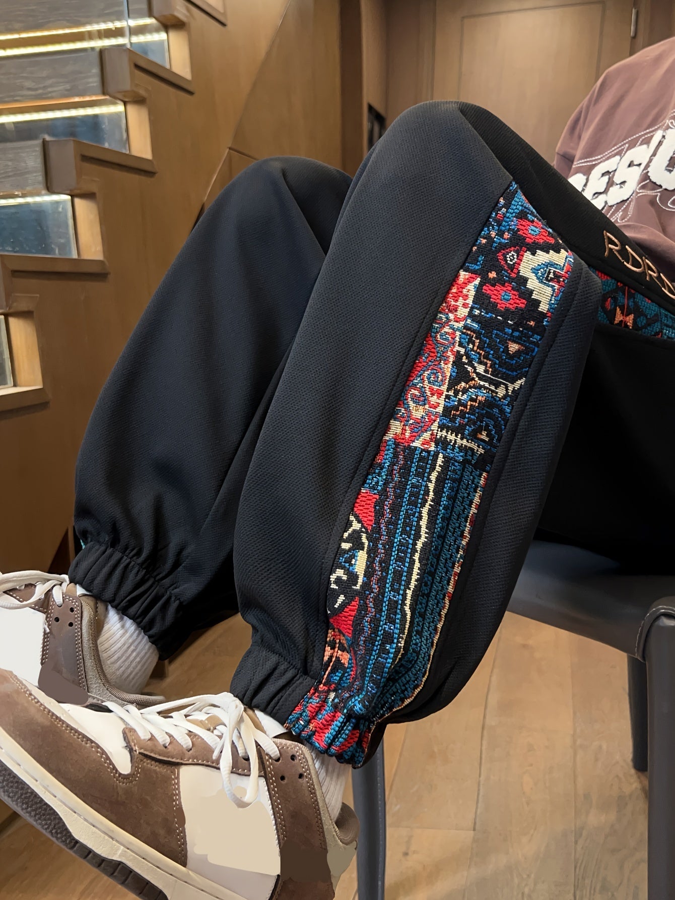 OBM Men's Ethnic Jogger Pants - Lightweight Polyester-Spandex Blend, Elastic Drawstring Waist, Regular Fit Casual Trousers for Spring/Fall, Outdoor & Evening Wear, Gift for Men & Teens, Leisure Joggers | Ethnic Pattern Pants