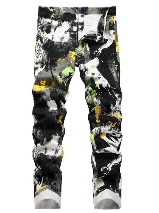 [Trend Slim-fit Jeans] Print Trend Slim-fit Stretch Jeans - Men's Casual Pants 5767