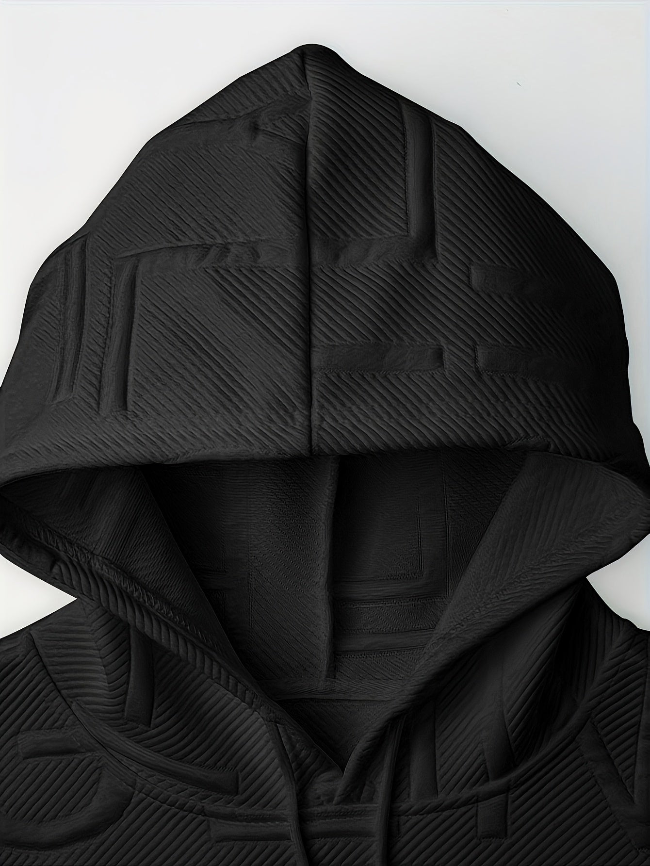 [Soft Casual Hooded Sweatshirt] Soft Polyester Blend Men's Casual Hooded Sweatshirt - Long Sleeve, Drawstring Hood with Kangaroo Pocket, Textured Letter Design, Ideal for Spring/Fall, Oversized